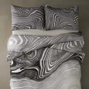 Urban Outfitters Lucas Marble Duvet Cover Black White King